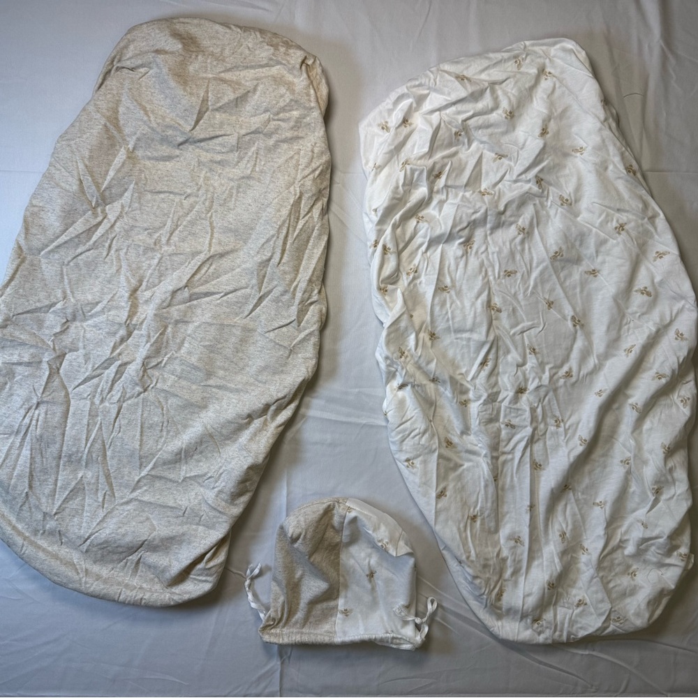 Set of 2 Burt’s Bees Baby Bassinet Mattress Fitted Sheets - Oatmeal Cream - EUC